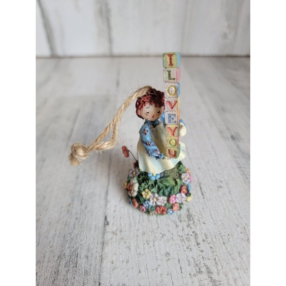 Raggedy ann I love you letter block vintage ornament Xmas flower